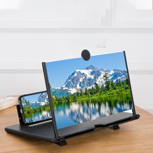 Handy Vergrößerungs Bildschirm, Handy Bildschirmlupe, 3D Bildschirmlupe, Handy Lupe, Geeignet zum Ansehen von Filmen und Videos und Bietet Ihnen EIN Besseres Seherlebnis, 14 Zoll, Schwarz