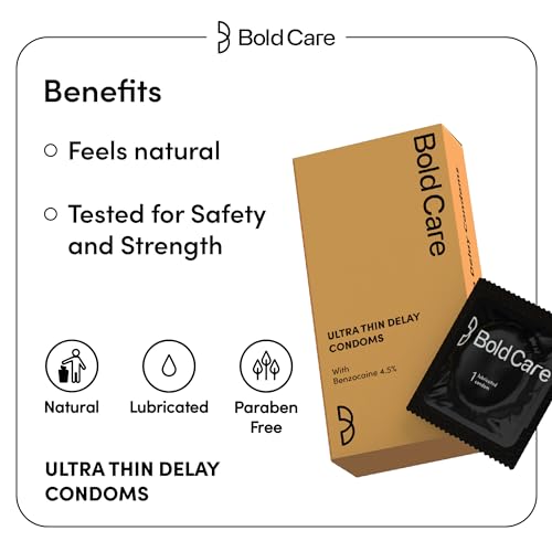 Image of Bold Care Ultra Thin Long Last Condoms - Lubricated, Natural Latex - Pack of 10 + Bold Care 404 Super Nano Thin Condoms For Men - 50 Microns, Intense Fit with a Barely There Feel - Pack of 10 - Combo