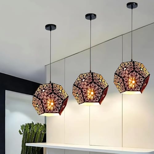 Image of DECOHOME Modern Hanging Ceiling Lamp Lights for Home & Decor | Premium Finish Pendant Light for Living Room, Bedroom & Dining Area | Stylish Indoor Lighting | Chandelier Lights (Geo-Gold)
