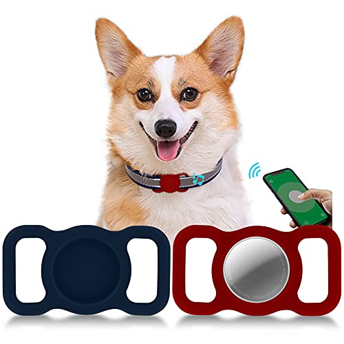 Étui de Protection pour Airtag,Kucheed 2 Pièces Accessoires de Collier de Chat de Chien de Suivi GPS Support de Boucle pour Animaux de Compagnie,Couverture en Silicone Anti-Rayures pour Les Airtags