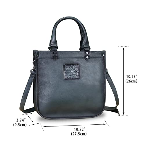 Image of Genuine Leather Handbags for Women Vintage Real Leather Fashion Tote Bag Shoulder Bag Crossbody Bag Satchel Purse