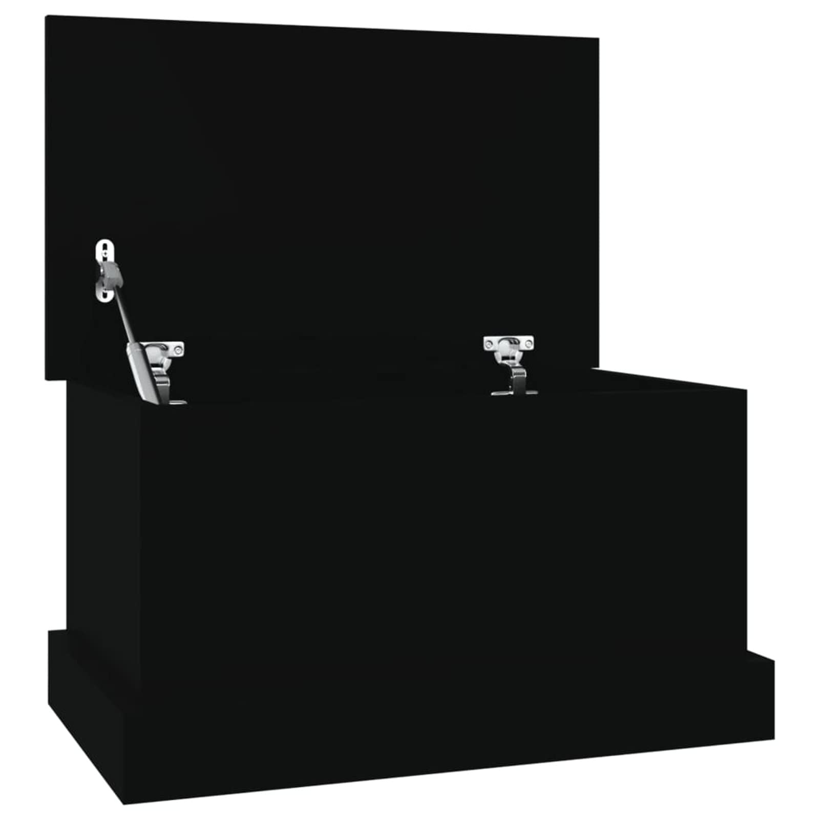 Baúl de almacenamiento negro 50 x 30 x 28 cm madera multicapa, baúl de jardín impermeable, baúl de exterior