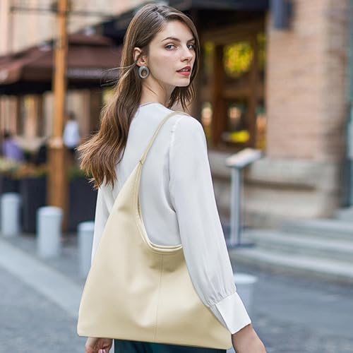 Image of Leather Hobo Bags for Women Slouchy Tote Bag Retro PU Leather Purse Soft Shoulder Handbags Large Work Tote Bag 2pcs