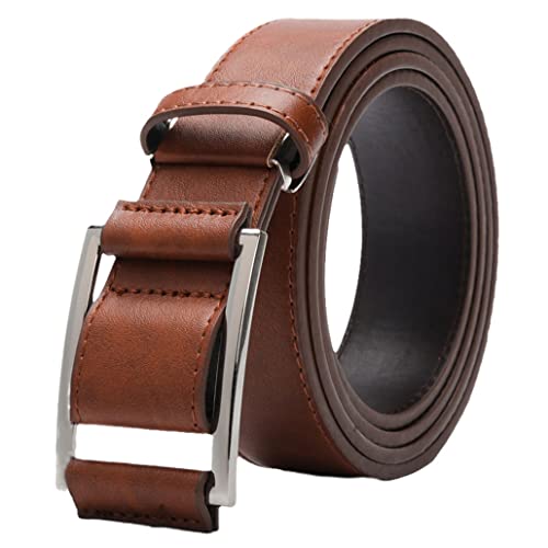 Ceinture cuir synthétique sans trous homme tendance marron 100 cm