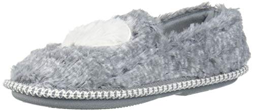 Dearfoams Unisex-Child Mia Kids faux faux fur Closed Back with Heart Detail Slipper