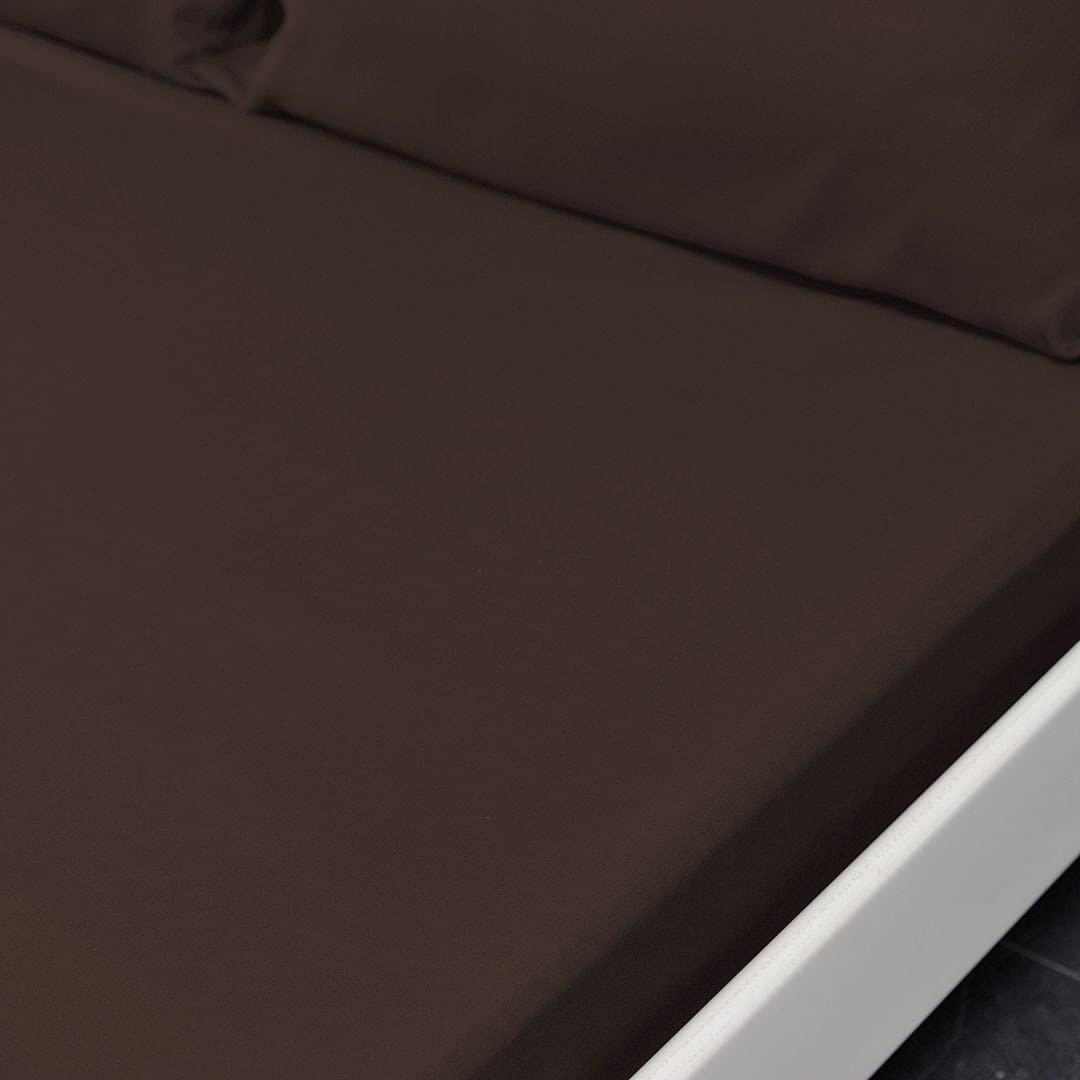 John Aird Microfibre Plain Fitted Sheet (Single, Chocolate)