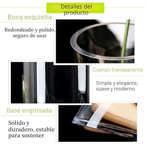 Miniatura 2 de Tskdkit Jarrón Grande De Cristal Para Flores De 30 Cm, Jarrón Cilíndrico De Vidrio, Jarrones Transparentes Para Sala De Estar, Jarrones Grandes Modernos De 30 X 10 Cm