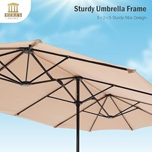 Heras palace 13 ft rectangle patio umbrellas large outdoor umbrella with crank powerful uv protective table umbrella outdoor patio for backyard pool garden deck  urban country home decor