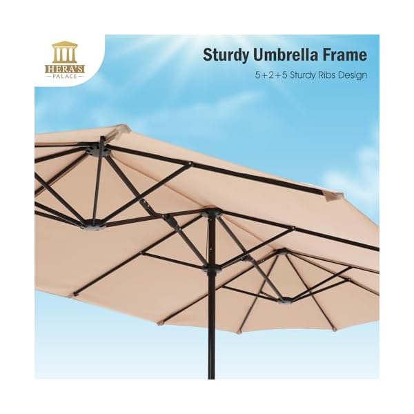Heras palace 13 ft rectangle patio umbrellas large outdoor umbrella with crank powerful uv protective table umbrella outdoor patio for backyard pool garden deck  urban country home decor