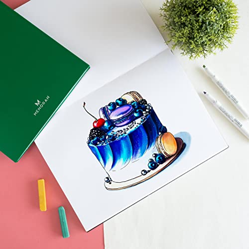 Image of MENORAH - Artist Sketch Book - A4-115 GSM (160 Pages / 80 Sheets) Drawing Notebook - Hard Bound Book - (29.7 Cm X 21 Cm) - Completely Handmade - Portrait- Black, Paper, oil pastels