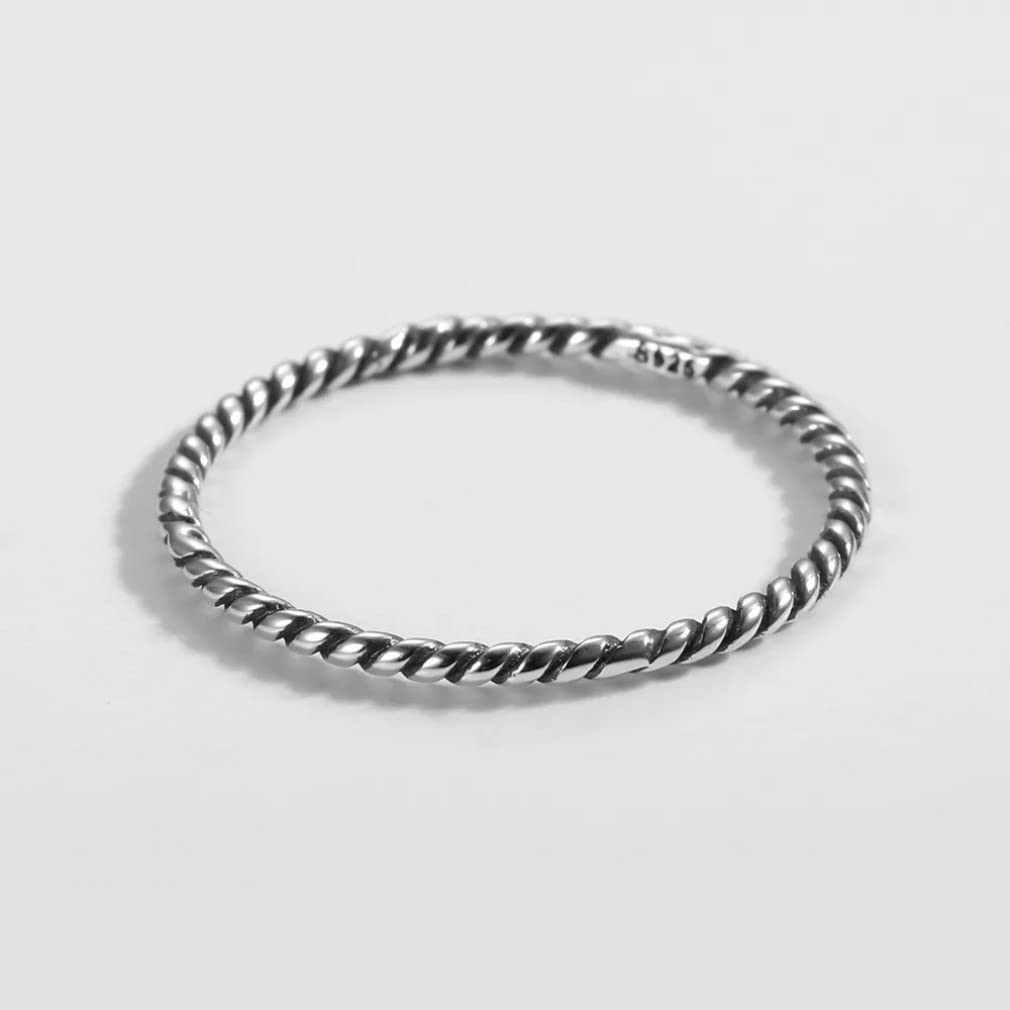 Anelli in Argento Sterling 925 da Donna Anello in ossido Sottile con Corda Intrecciata