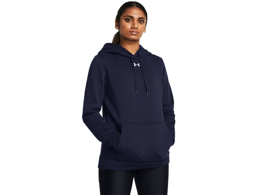 Under Armour Women's Midnight Navy (410)/White Hustle Fleece Hoodie, Navy/, Large