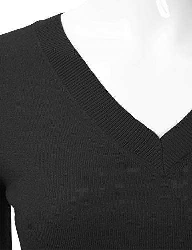 Image of EIMIN Women's Long Sleeve V-Neck Slim Fit Pullover Soft Knit Top Sweater (S-XL)