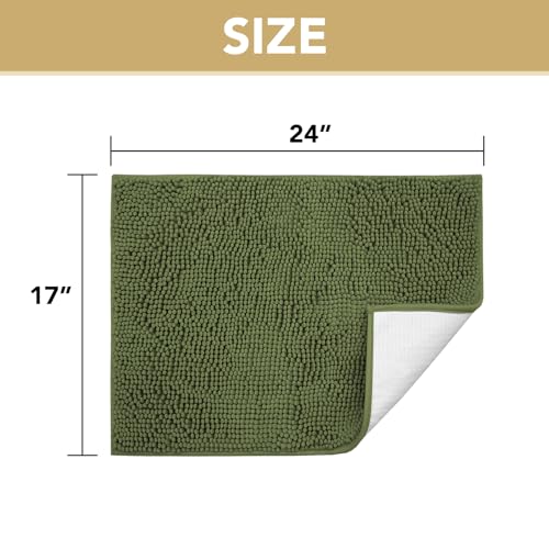 Image of H.VERSAILTEX Dog Door Mat for Muddy Paws Absorbent Dirt Trapper Non Slip Quick Dry Washable Chenille Mats for Dogs Entry Rug for Indoor Outdoor (Green, 17 inch x 24 inch)