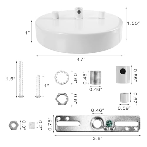 Image of Sangle Sopffy Pendant Light Canopy Kit, 4.7 Inches Ceiling Lighting Canopy Kit with All Mounting Hardware Modern Chandelier Ceiling Plate Cover for Pendant Lighting Fixtures, White (White)