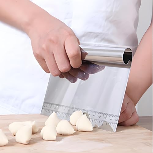 FOOD SPATULA，Pastry Scraper 2 in 1 Bench Scraper and Dough Cutter Stainless Steel Baking Tool with Comfortable Handle Ideal Kitchen Tool for Pastry Baking and Dough Preparation