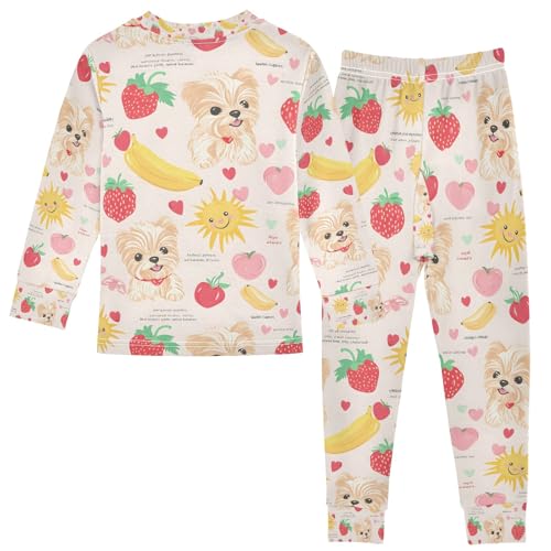 senya Cute Dog Banana Fruit Pajamas Set Long Sleeve Soft Cotton Sleepwear 2 Piece2