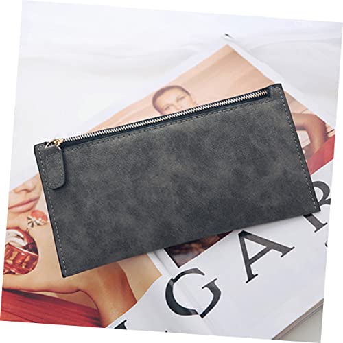 Matte PU Leather Wallet for Women Long Zipper Design Coin Purse Light Gray Fashionable and Durable present for Friends and Loved Ones Comfortable Grip4