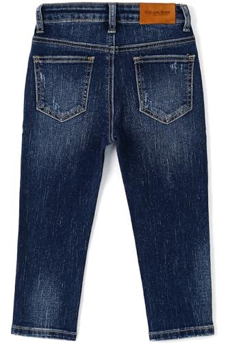 KIDSCOOL SPACE Baby Girl Boy Jeans,Small Kid Elastic Band Inside Ripped Denim Pants2