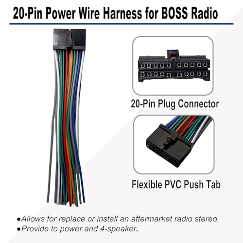 Faisceau de câblage radio stéréo 20 broches pour installer Boss en voiture