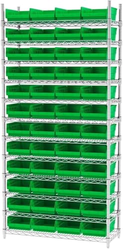 Image of Akro-Mils 30150 Plastic Shelf Bins, Heavy Duty Storage Bins for Garage, Closet, and Drawer Organization, 12 inch x 8 inch x 4 inch, Clear, 12-Pack