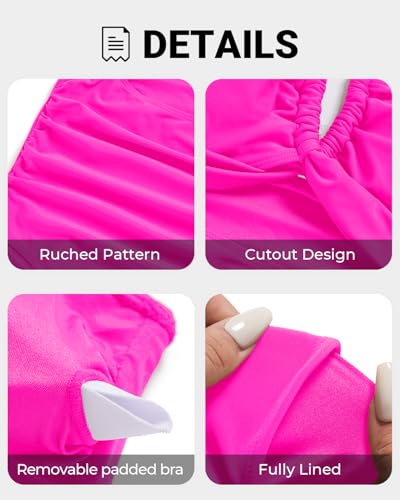 Image of Tempt Me Women Sexy Cutout One Piece Swimsuits Tummy Control High Waisted Halter Front Tie Knot Bathing Suit