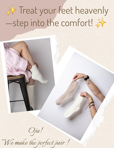 Image of Opa! Ultra Soft Fuzzy Socks for Women & Men- Warm & Cozy Cloud Socks for Sleeping, Gifts, Travel, Lounge Wear - 2 pairs