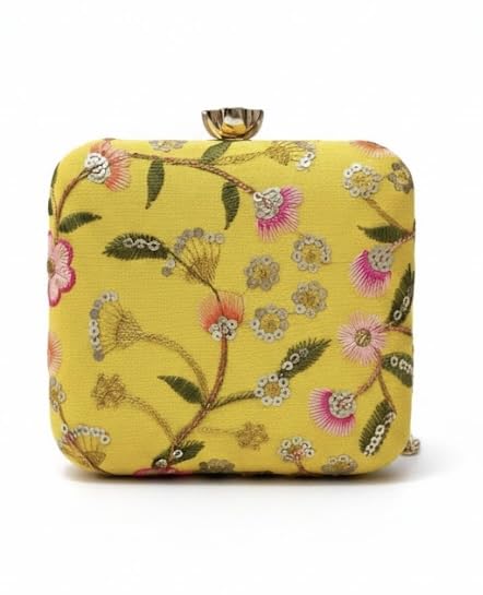 byra Women’s Yellow Embroidered Fabric Clutch – Floral Handwork Ethnic Party Bag-picture-23