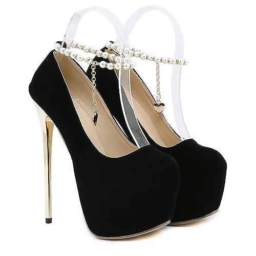 Women's Platform Slip On High Heels Round Toe Stiletto Heel Ankle Strap Pumps Platform Pump Shoes Boho Sexy Casual 6.3
