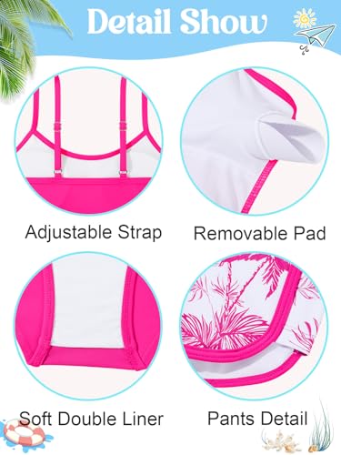Image of Girls Swimsuit 3 Piece Bathing Suit Printed Sport Bikini Set with Shorts Summer Beach Swimwear for Teen Girls 9-16T