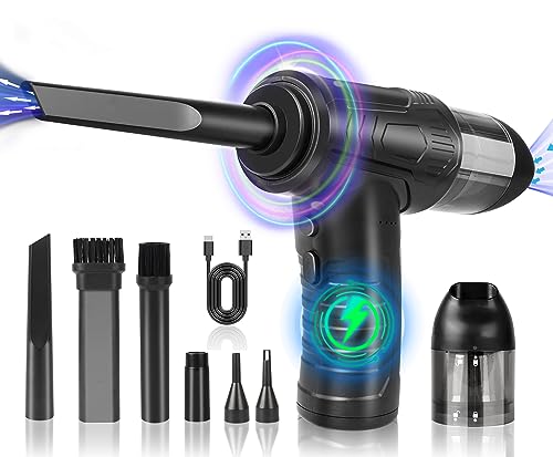 Compressed Air Duster Electric Multifunction - 51000RPM 3-Speeds, LED Light, 6000mAh Mini Vacuum Cleaner Handheld Dust Blower for PC, Keyboard, Car, and Home - Reusable and Efficient