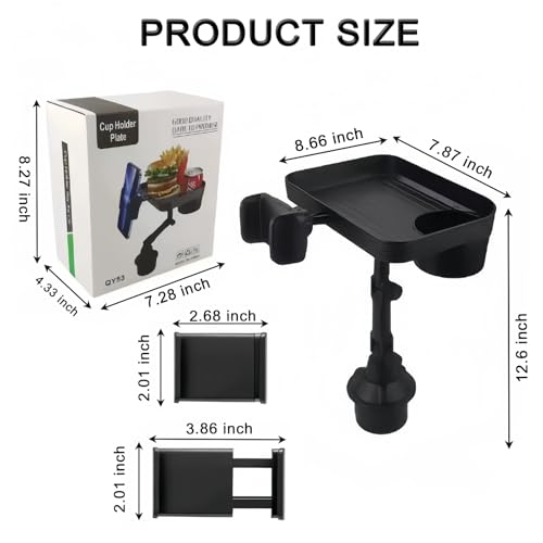Portavasos multifuncional ajustable con bandeja y soporte para teléfono miniatura 3
