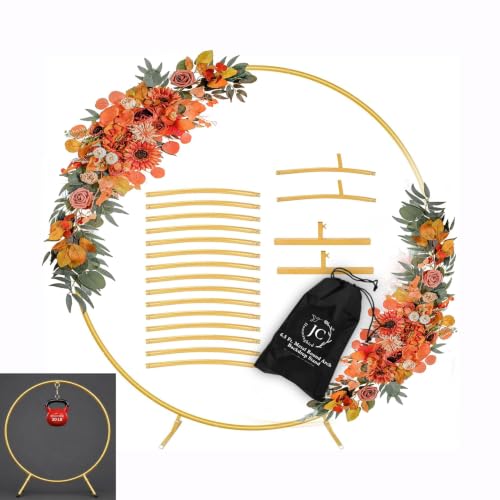 Image of 7.2 Ft Round Balloon Arch Stand Gold Backdrop Frame for Wedding, Birthday, Baby Shower, Graduation, Party Decoration-Heavy Duty Steel with Carry Bag-JC HUMMINGBIRD