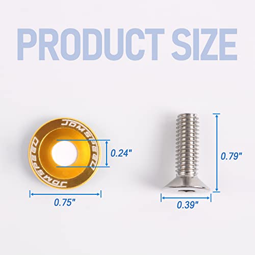 Image of JDMSPEED 20 Pcs Gold CNC Billet Aluminum Fender Washer Engine Bay Dress Up Kit