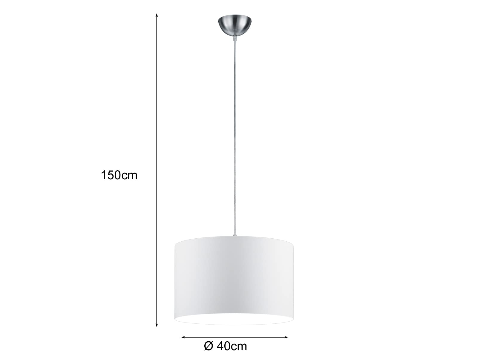 Trio 303300101 Lampadario in Nichel Opaco, Paralume in Tessuto, Bianco
