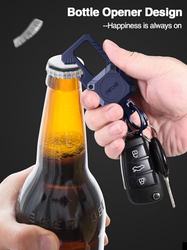 Image of Miroddi Keychain Tracker, Men's Key Chain Works with Find My(iOS Only), Heavy Duty Keychain Carabiner Bottle Opener, Car Key Chains with Finder, Anti-lost Keyrings Tracker, Rechargeable, Navy Blue