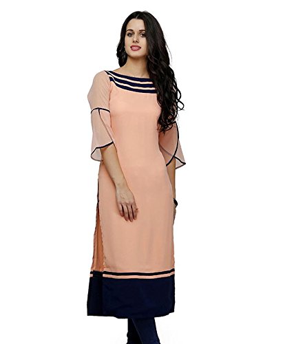 Aainu Collection Women's Georgette Wrap Kurta (Peech)