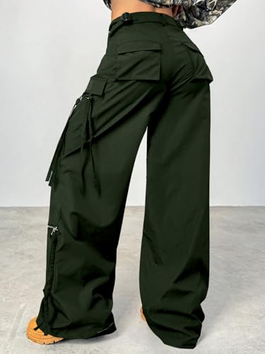Image of GRECIILOOKS Cargo Pants for Woman | Trousers for Womans |High Waist Cotton Trouser Flared Parachute Pants with Side Pockets |Womens Cargo Pant | Elegant for College & Events (Available in Plus Size)