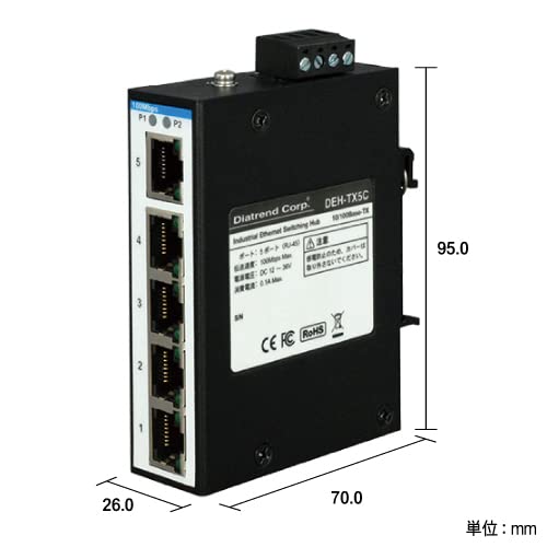 ダイヤトレンド 5ポート産業用スイッチ DEH-5 4台 DEH-5 特長 - 産業用イーサネットスイッチングハブ | ダイヤ