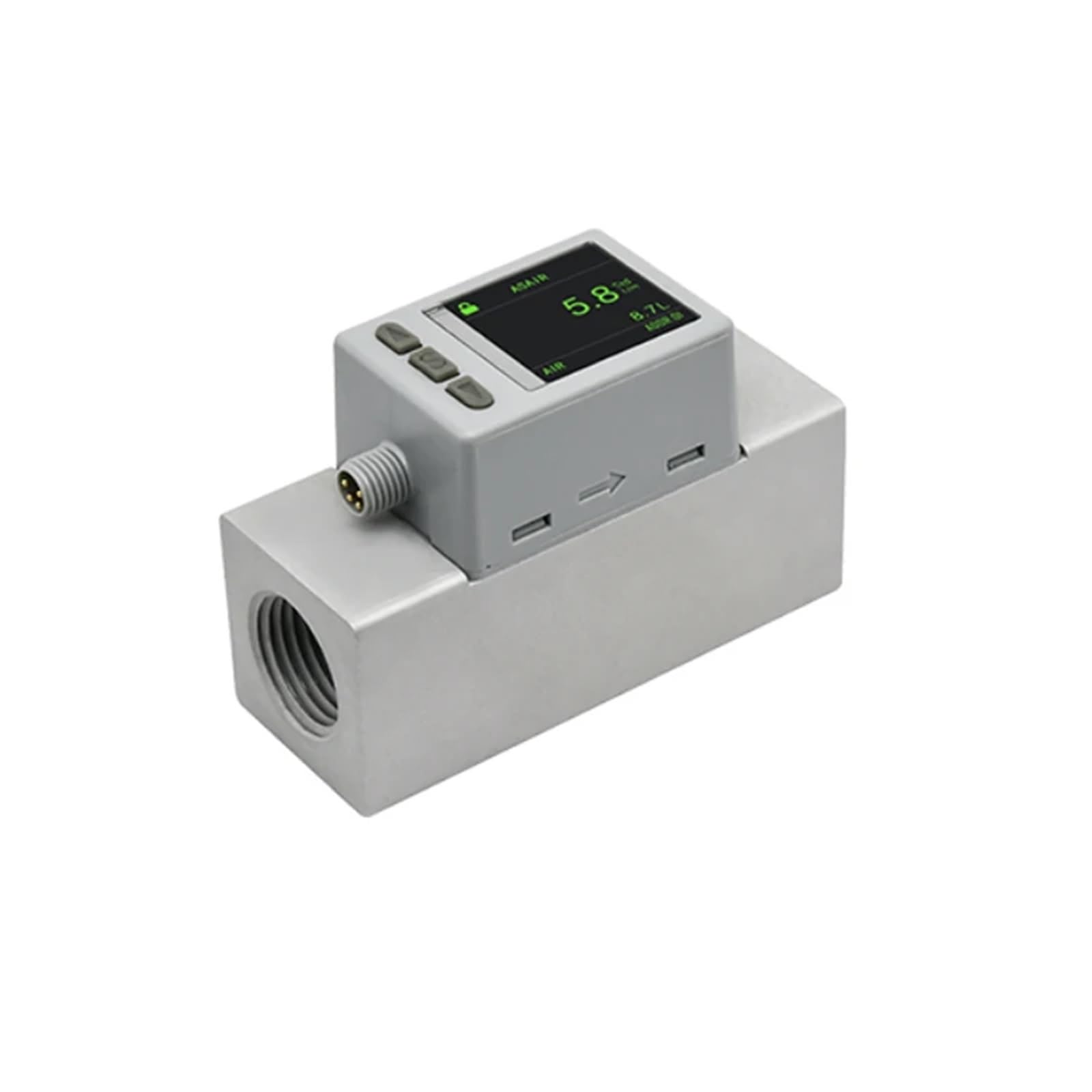 Medidor digital de flujo de gas nitrógeno-aire, serie 0~500 L/min, sensor de flujo másico de aire, fuente de alimentación de 9-24 V CC(0-100L Min)