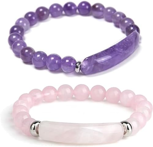 Ashopfun Braccialetto con feromoni rosa naturale, 8 mm, elasticizzato, con perline di quarzo rosa, braccialetto con feromoni rosa, fatto a...