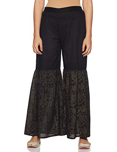 Image of ZEMYRA Women's Cotton Straight Salwar Suit Set (AW19H1KSET7 Black Large)