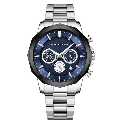 Image of Giordano Multi-Function Analog Watch for Men with Textured Dial, Classic Stainless Steel Strap and Date Function