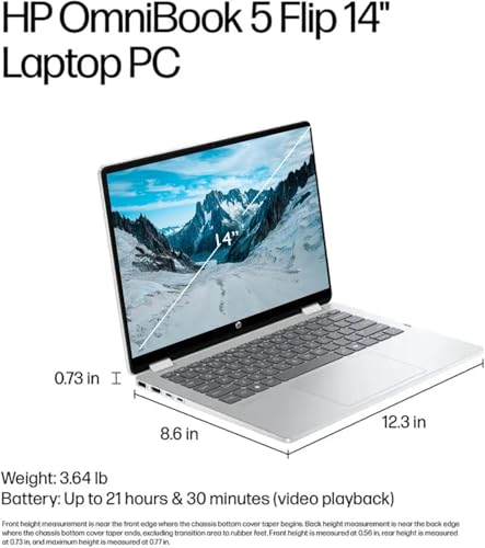 Image of HP OmniBook 5 Flip 14 2K Touchscreen 2-in-1 Laptop, Intel Core 5 120U Processor, 8GB RAM 1TB SSD, Wi-Fi 6E, Bluetooth 5.3, Backlit Keyboard, 256gb 9H Docking Station, Windows 11 Pro, Glacier Silver