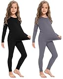 Silkfly 2 Pack Girls Thermal Underwear Set Fleece Lined Thermals Top and Bottom Base Layer for Girls...