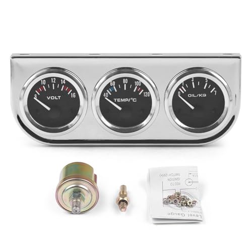 Kit de calibre Triple de 52mm con voltios, presión de aceite y temperatura