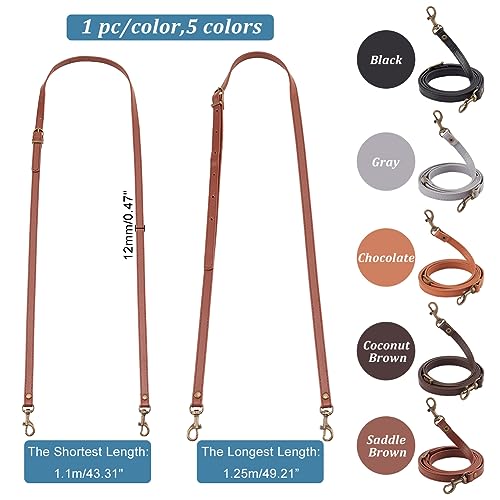 Image of PH PandaHall 5 Colors 50 Inch Leather Purse Strap Adjustable Leather Strap with Hooks PU Leather Crossbody Straps Replacement for Shoulder Bag Purse Handbag Clutches