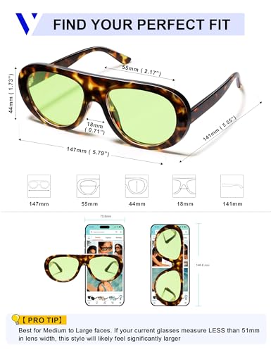 Image of VANLINKER Oversized Retro Aviator Sunglasses for Women Men Chic 70s Vintage Style Trendy 2026 Chunky Sun Glasses VL9865