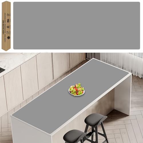 Image of 78.7''x23.6''(200cmx60cm) Extra Large Silicone Mat for Kitchen Counter, Heat Resistant Non-Slip Kitchen Island Protector Mat, Silicone Placemat for Countertop Protector, Light Gray