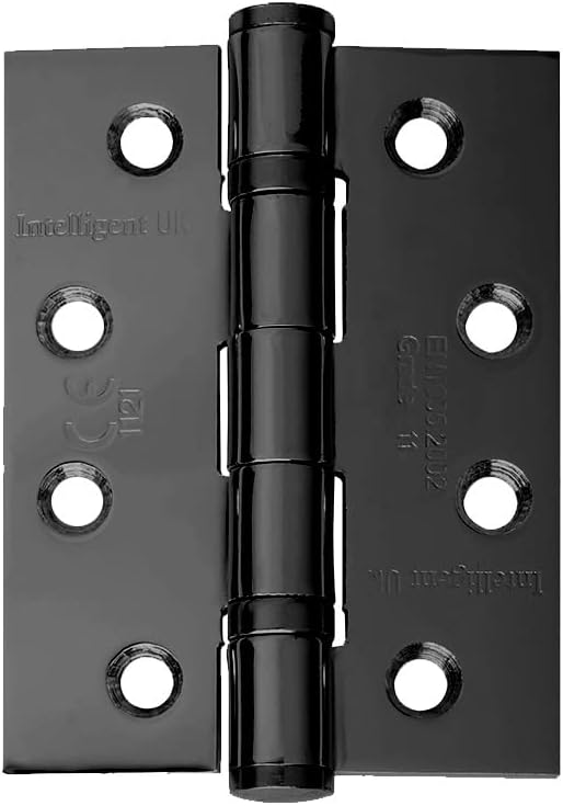 UAP 4 Inch Ball Bearing Butt Door Hinges for Internal Doors 100mm x 75mm Mild Steel Square Corner Internal 4 Pack Black - Image 3